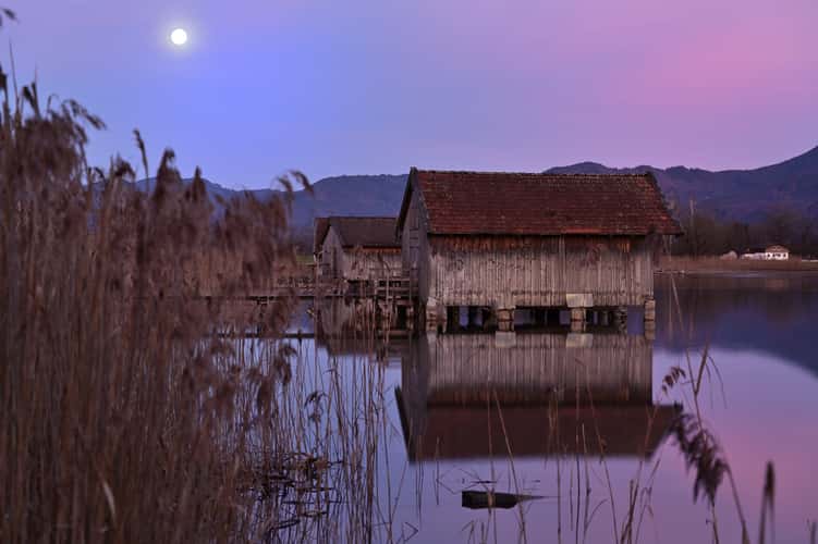 The three cabins at Kochelsee