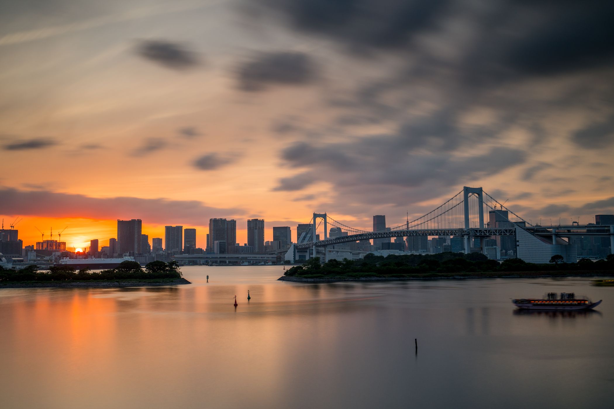 Tokyo Rainbow bridge sunset, Japan
