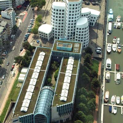 View from the Rheinturm (Rhine Tower), Düsseldorf, Germany