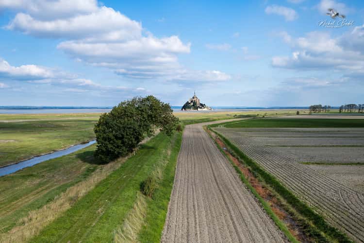 View of Mont Saint-Michel by drone