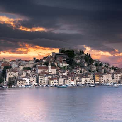 Beautiful view of Sibenik at sunset, Croatia