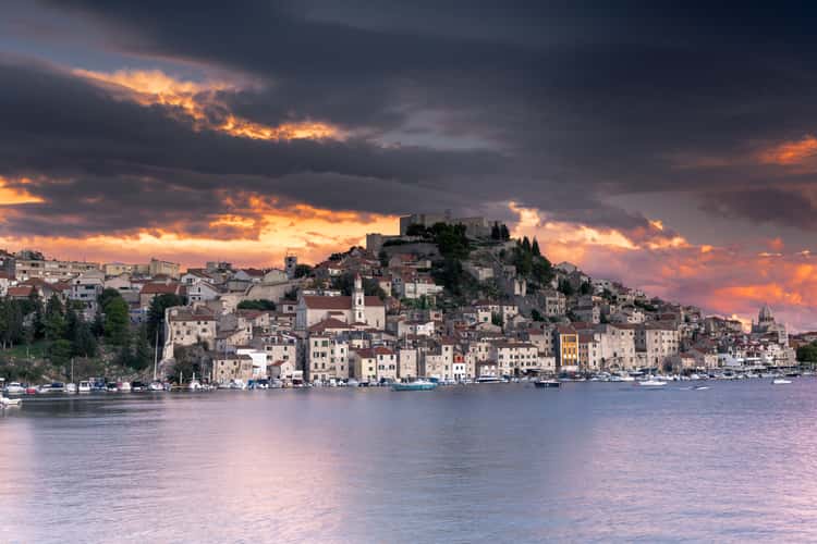 Beautiful view of Sibenik at sunset