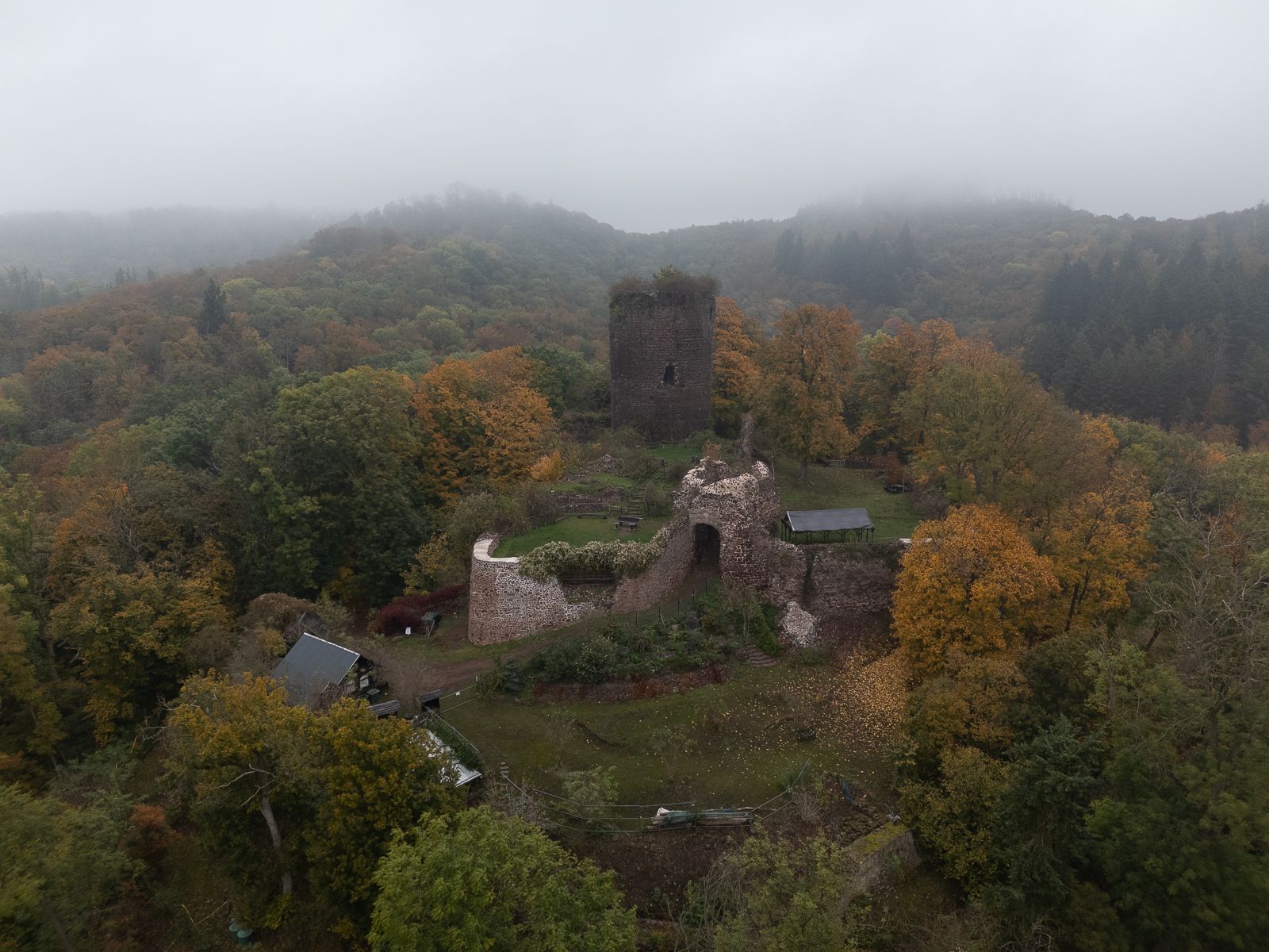 Castle Ruin Ebersburg (Drone), Germany