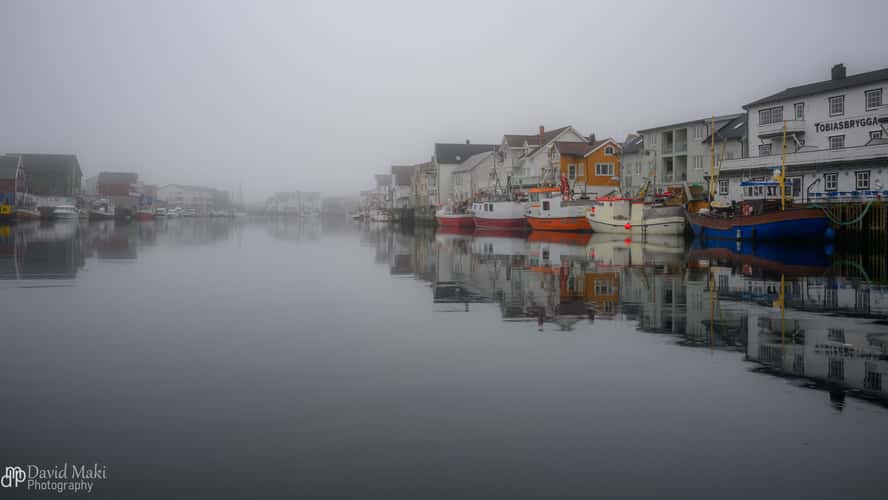 Classic harbour view of Henningsvær