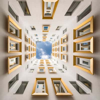 Courtyard at Motel One, Vienna, Austria