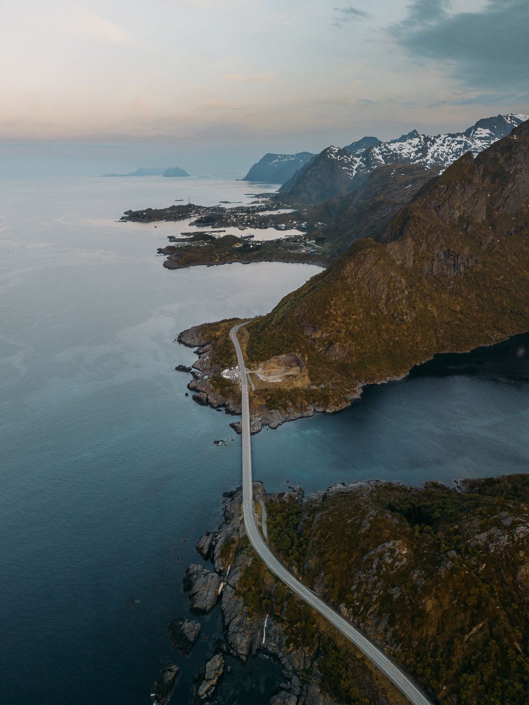 Djupfjorden (Drone), Lofoten, Norway