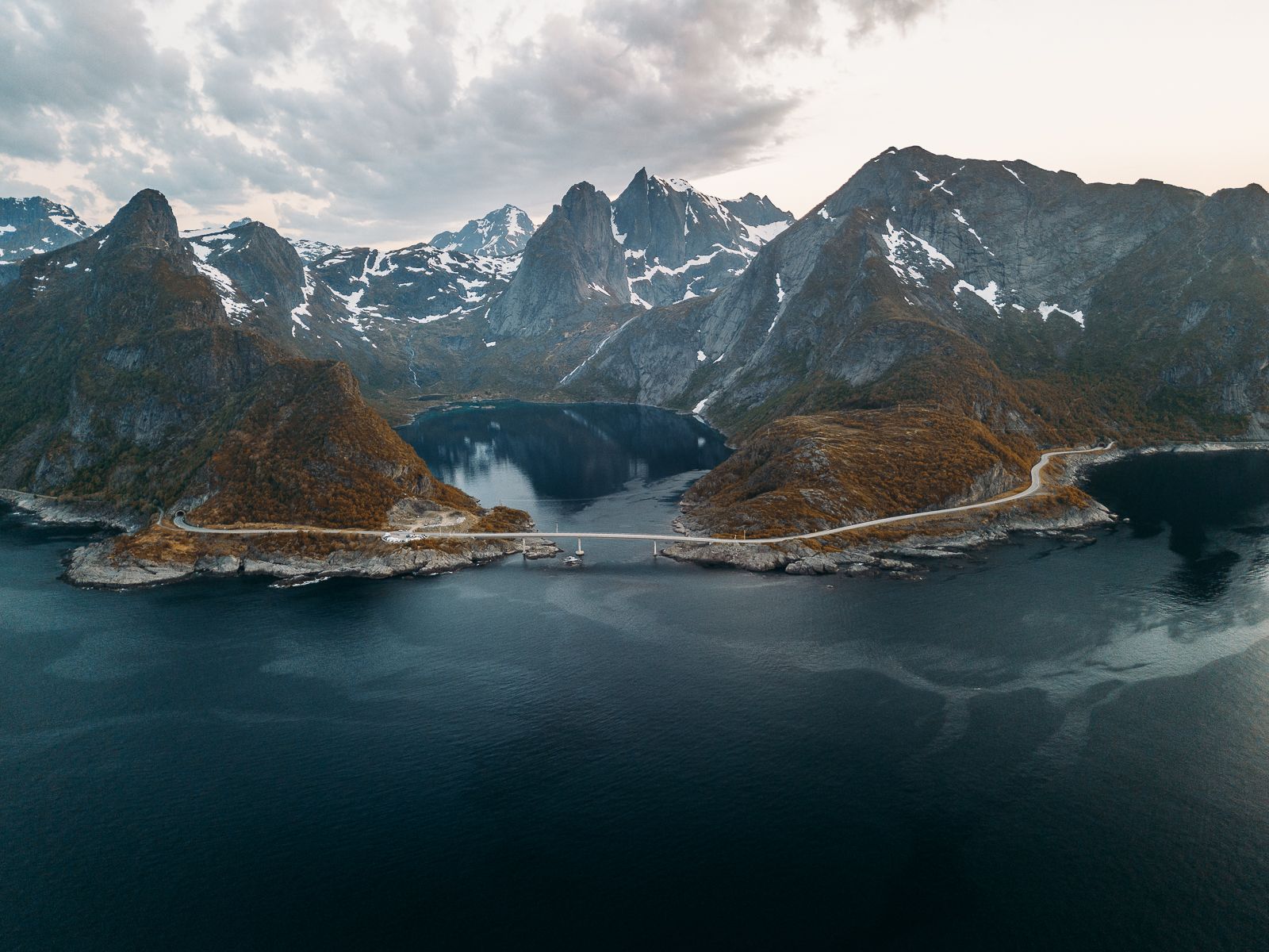 Djupfjorden (Drone), Lofoten, Norway