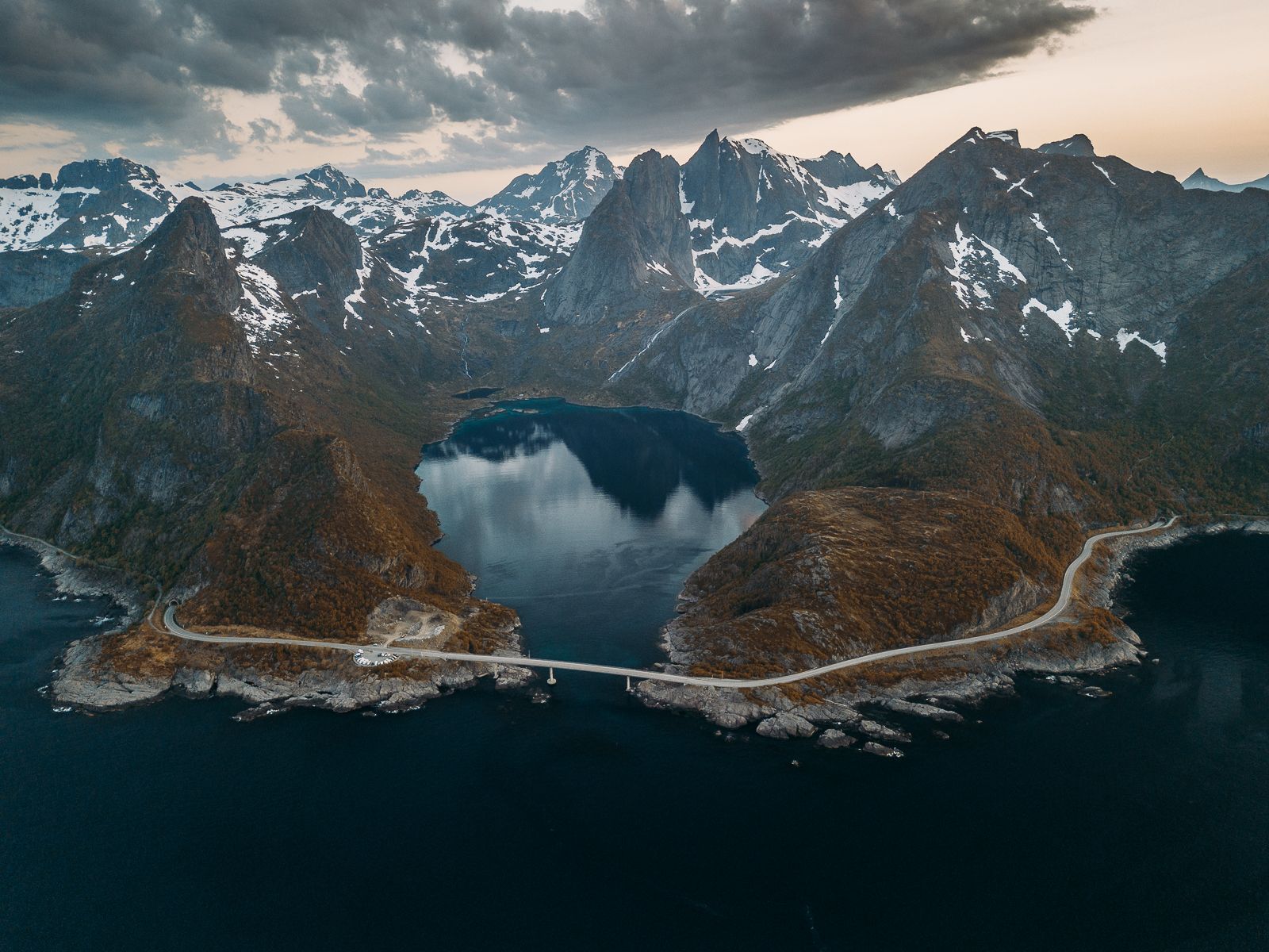 Djupfjorden (Drone), Lofoten, Norway