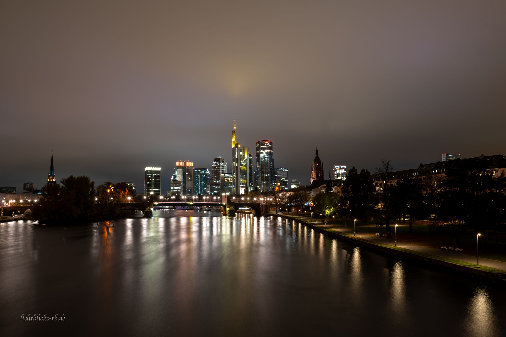 View from Ignatz-Bubis-Brücke, Frankfurt am Main, Germany