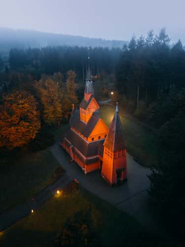 Gustav-Adolf-stave-Church (Drone)