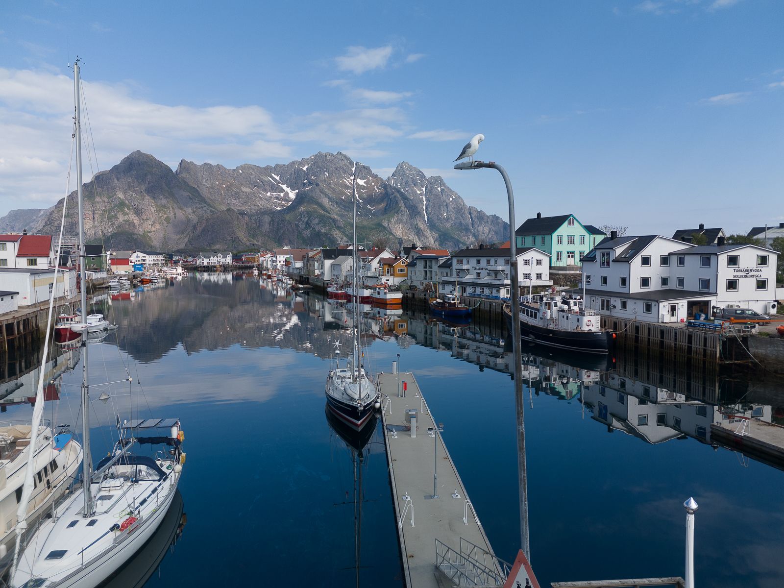 Henningsvær Harbor (Drone), Norway