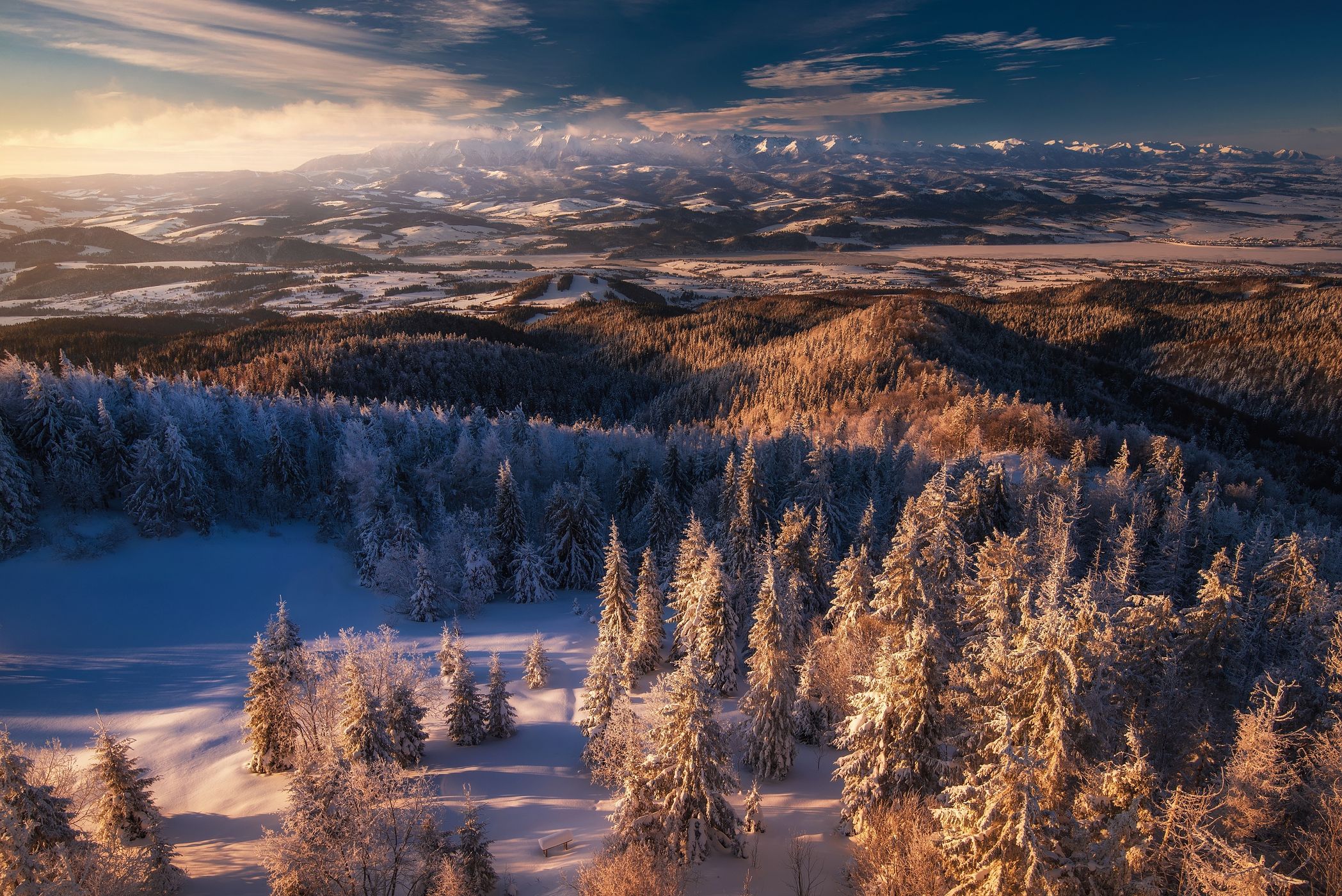 High tatras view from Luban mountain, Poland