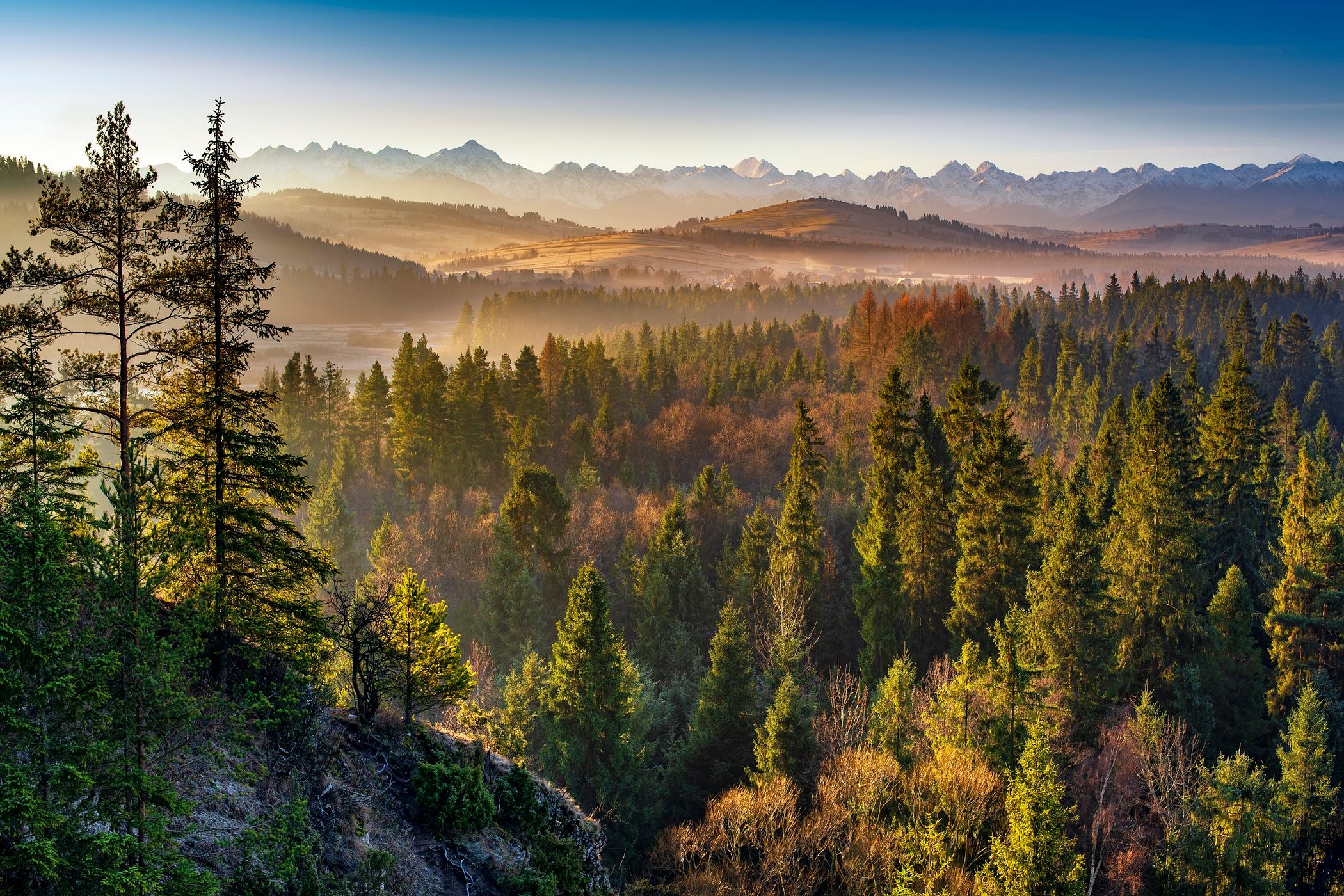 High tatras view with Bialka river, Poland