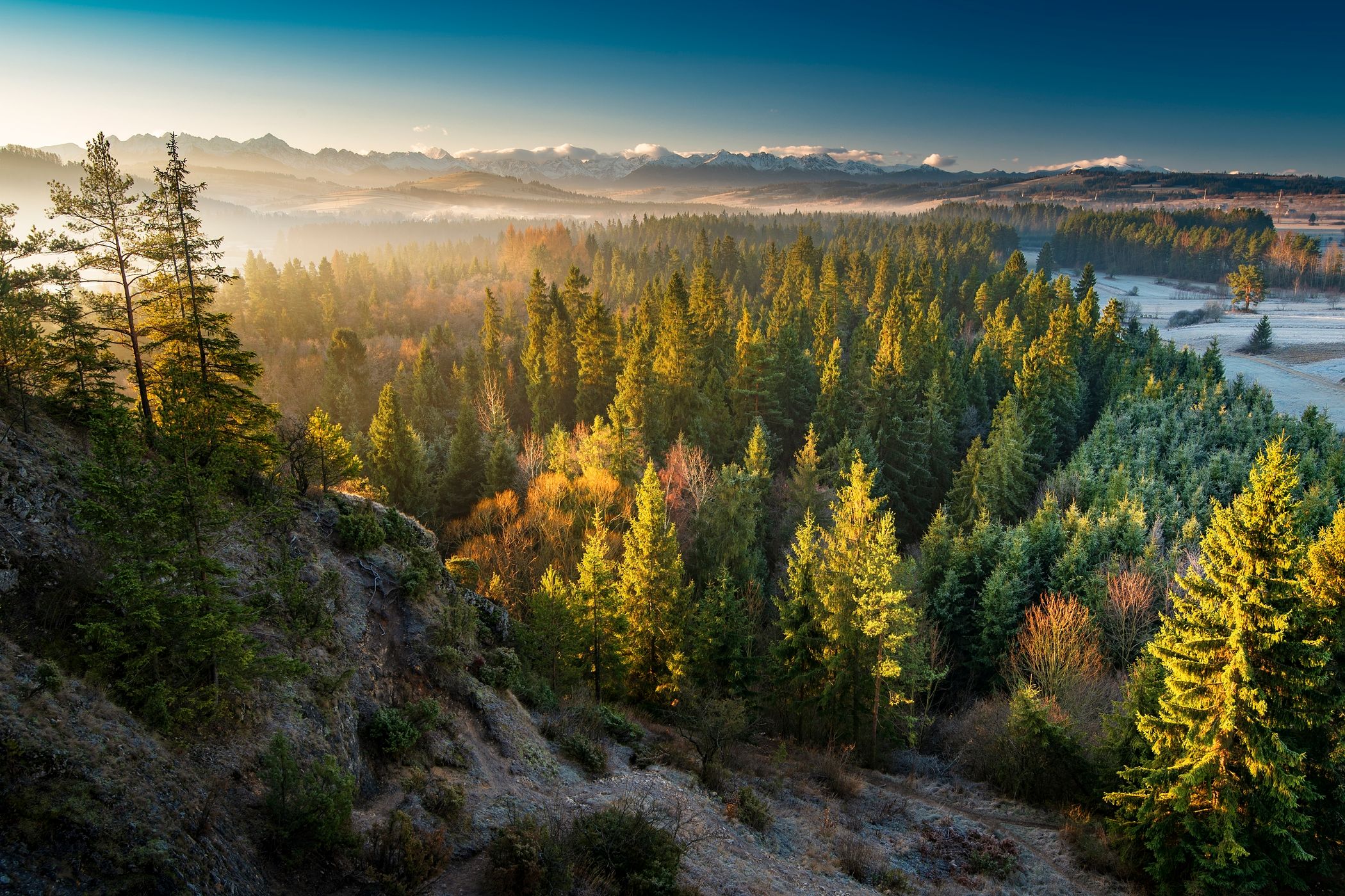 High tatras view with Bialka river, Poland