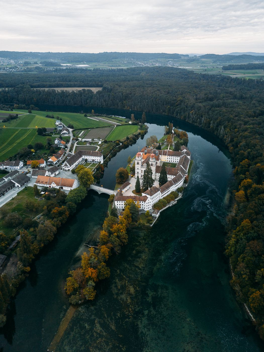 Klosterkirche Rheinau (Drone), Switzerland
