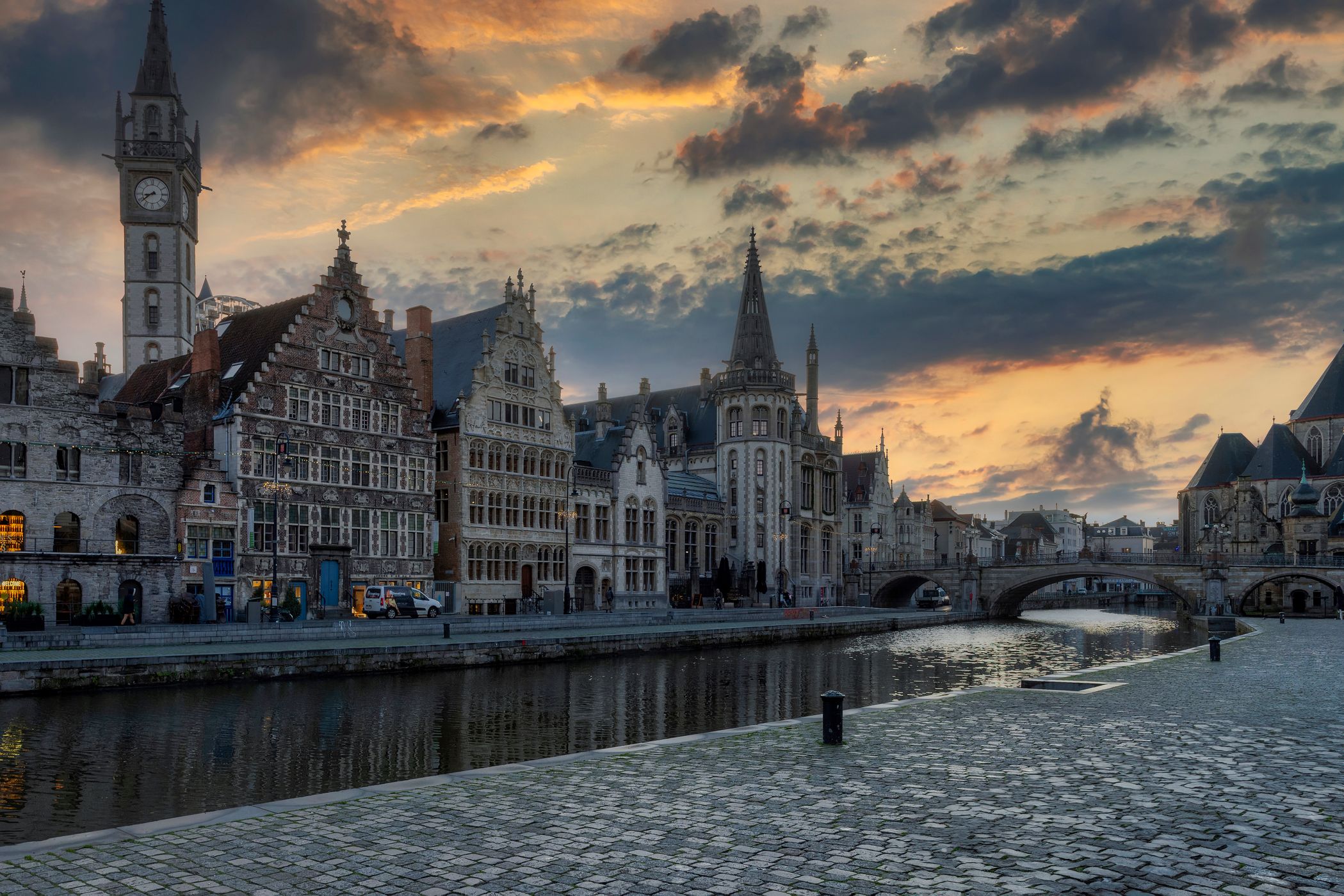 Korenlei and Saint Michael's Bridge, Ghent, Belgium