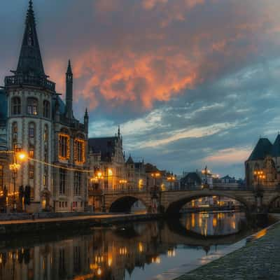 Korenlei and Saint Michael's Bridge, Ghent, Belgium