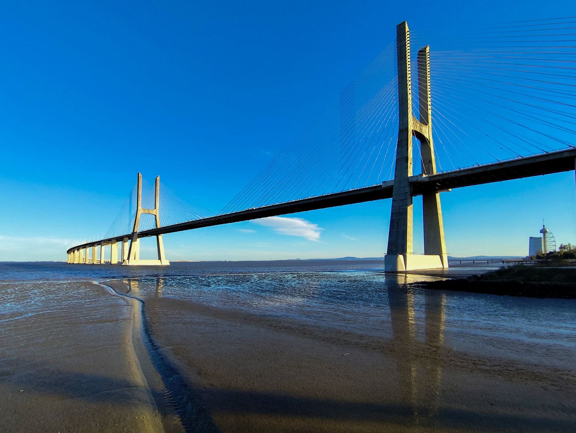 Vasco de Gama Bridge from the other side, Lisbon, Portugal