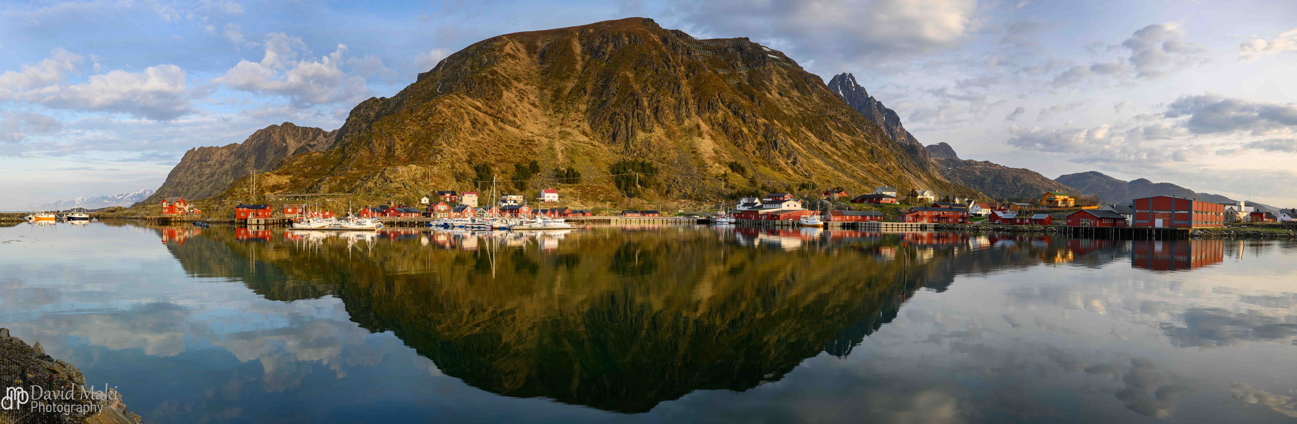 Midnight Sun over Ballstad  Harbor, Norway