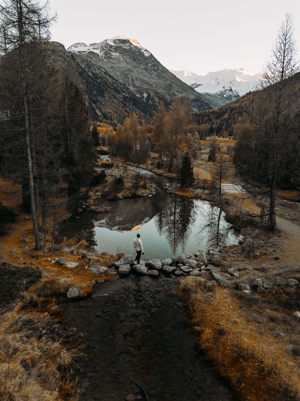 Morteratsch View rear (Drone), Switzerland