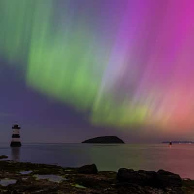 Northern Lights at Penmon Lighthouse, United Kingdom