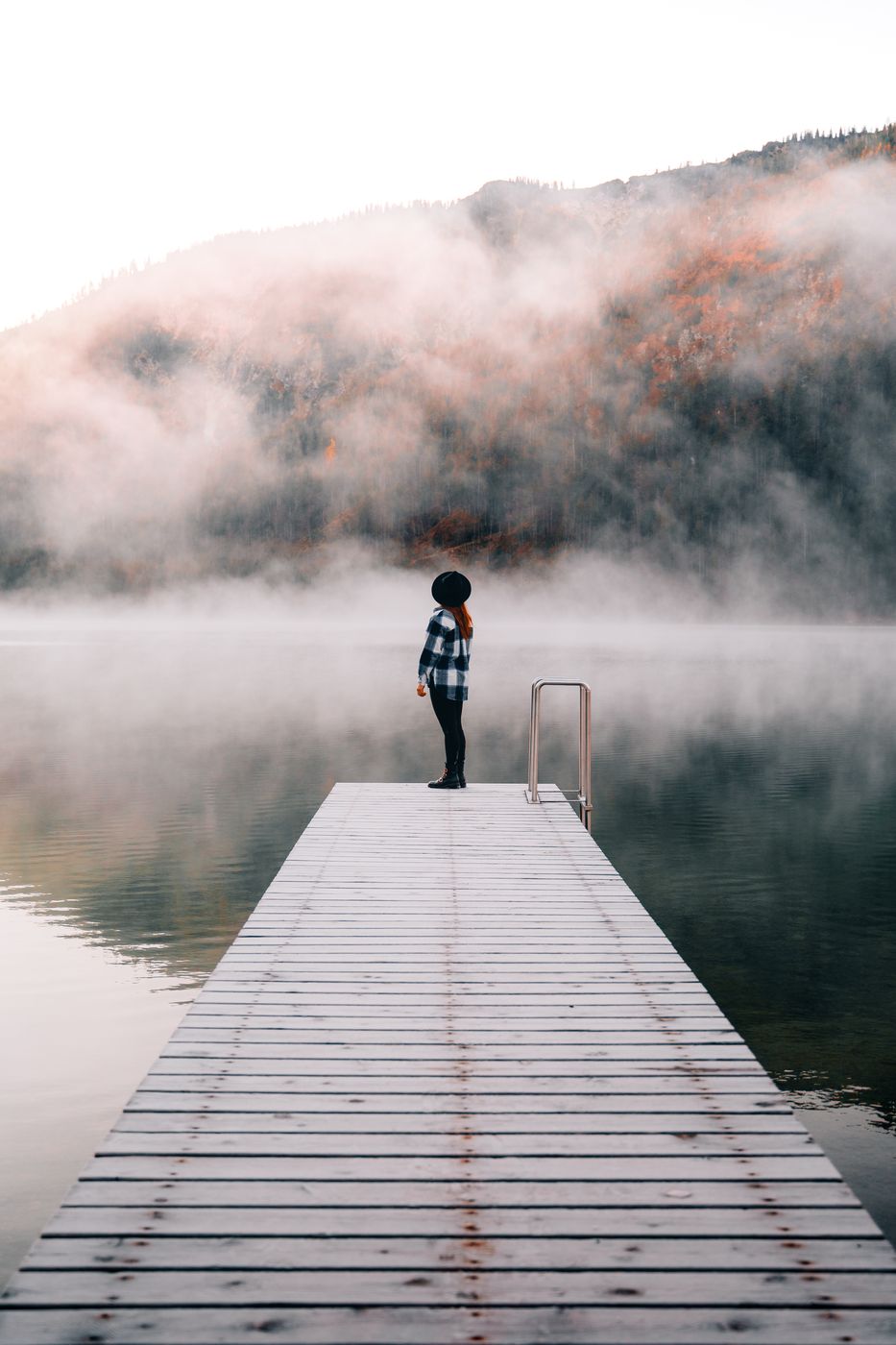 Wooden Dock in northeast corner of Plansee, Austria