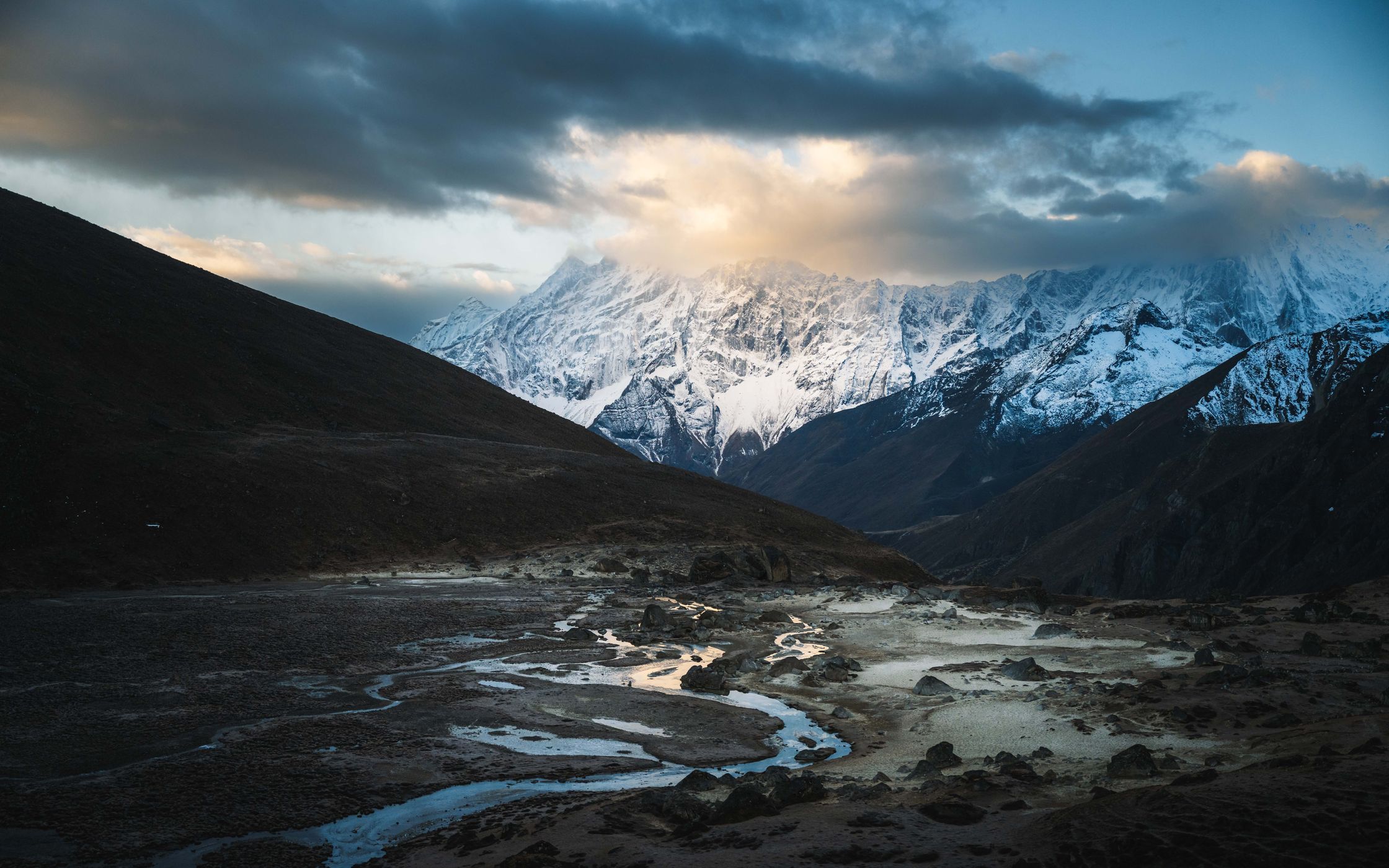 Renjo La Pass, Winding Rivers, Nepal