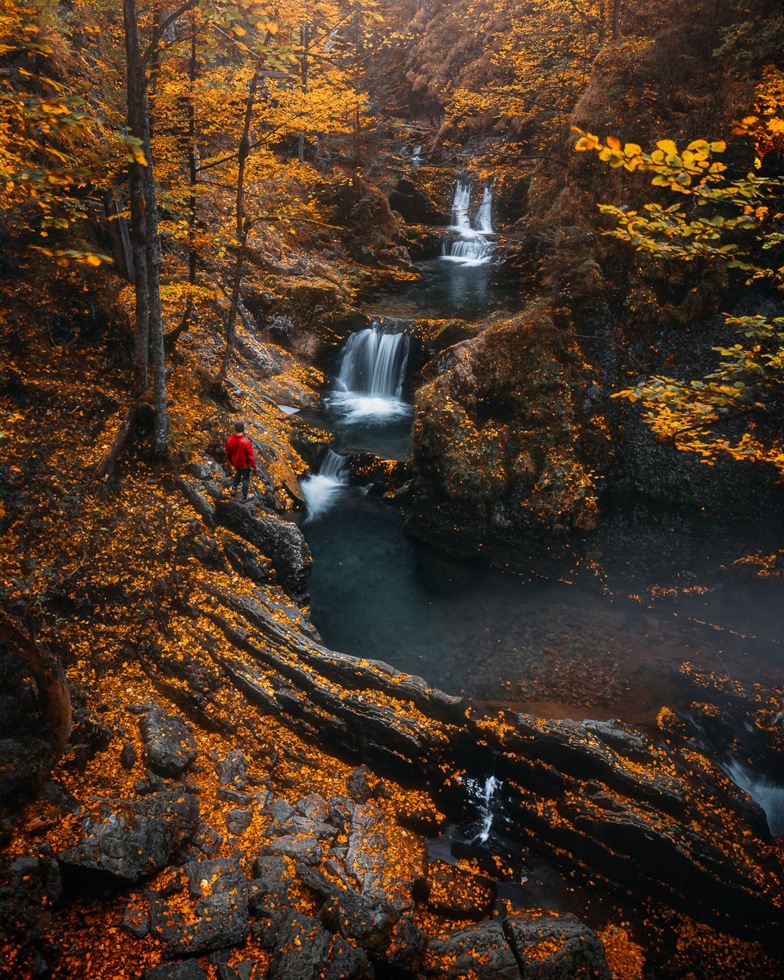 Rottach Waterfalls (Drone), Germany