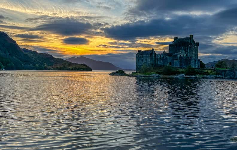 Side view of Eilean Donan Castle, Scotland