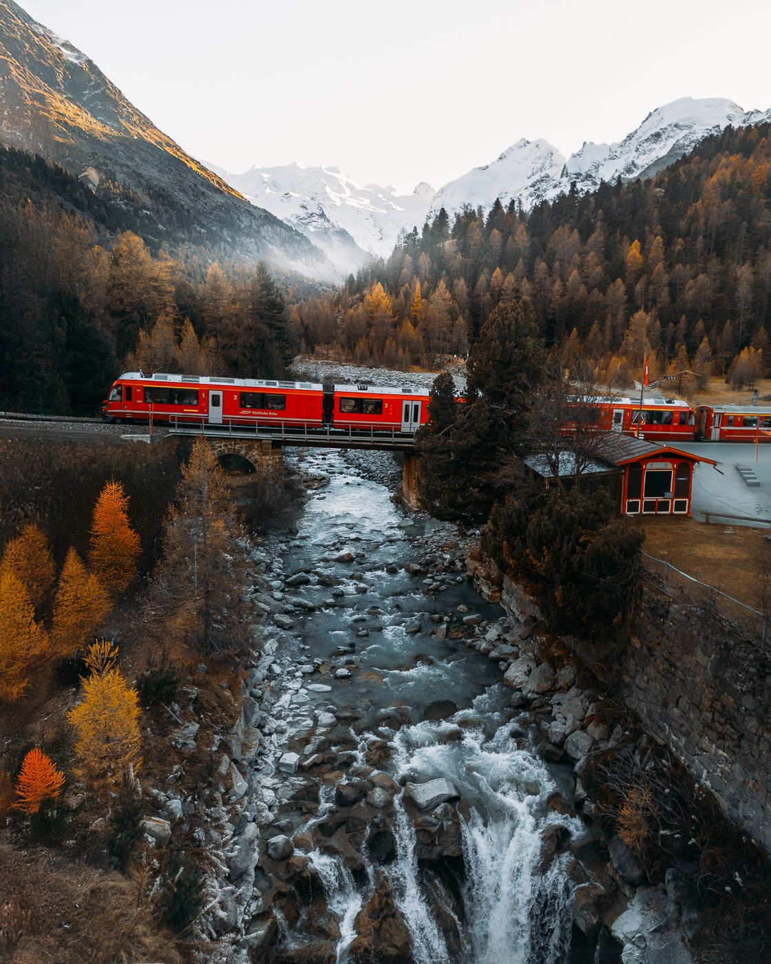 Railway Bridge Morteratsch (Drone), Switzerland