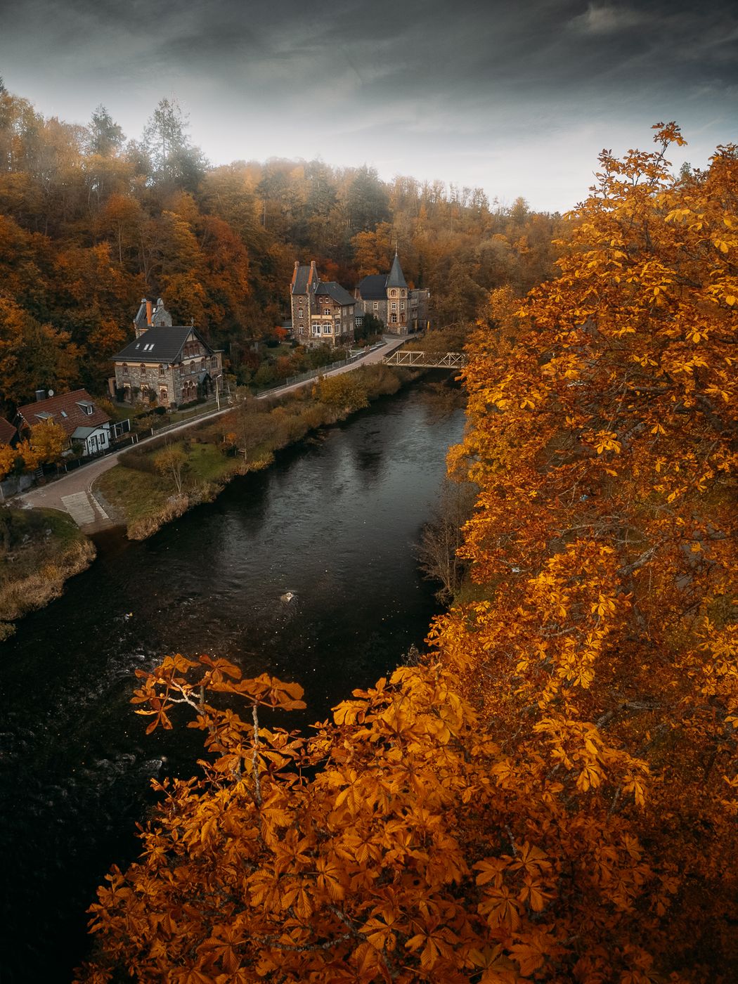 Treseburg Bode River upstream (Drone), Germany