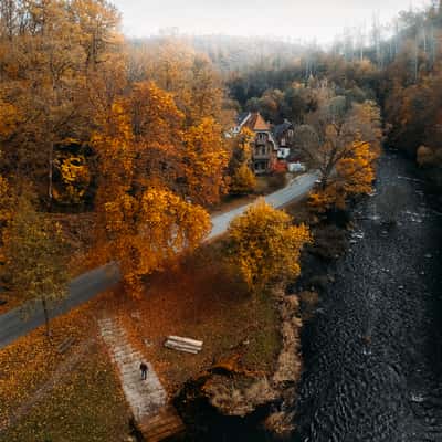 Treseburg View Down river (Drone), Germany