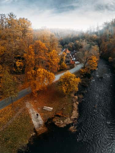Treseburg View Down river (Drone)