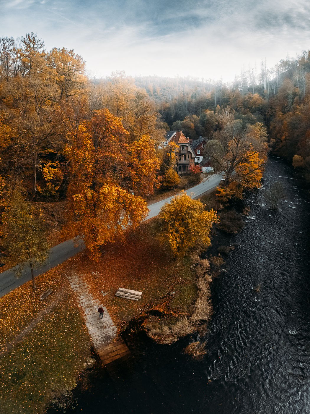 Treseburg View Down river (Drone), Germany