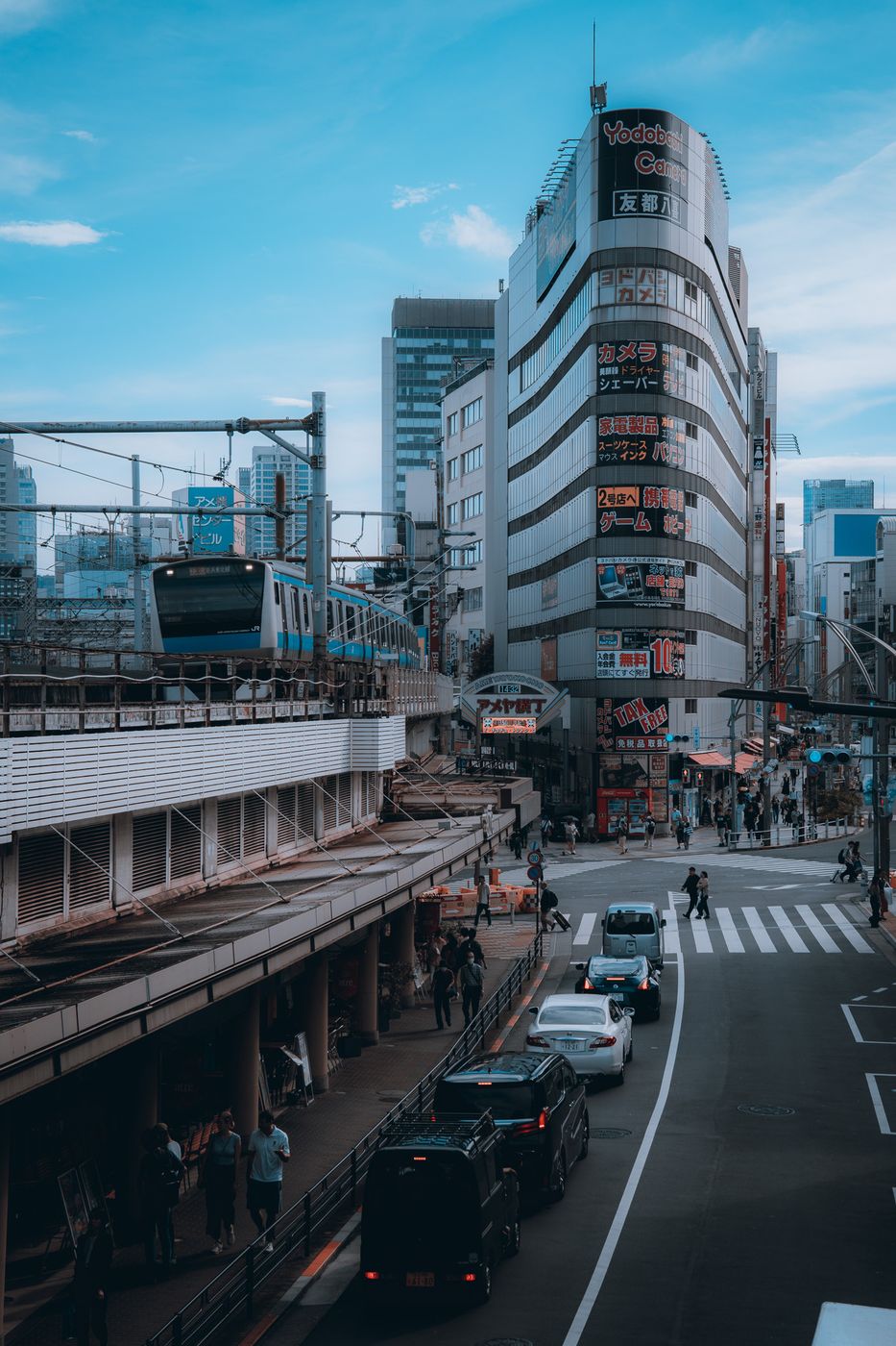 Ueno Station with view on Yodobashi, Japan