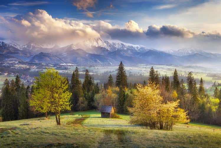 Wooden hut with High tatras view