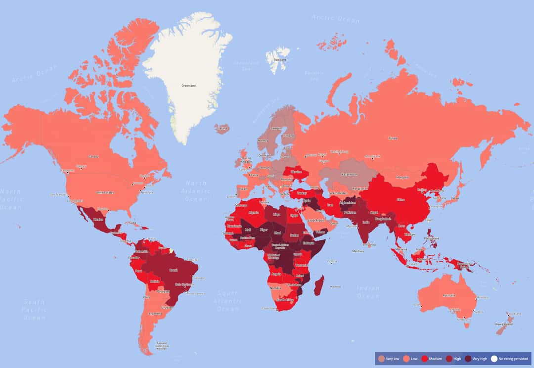 Climate change map, source: Risk Map/International SOS/Screenshot