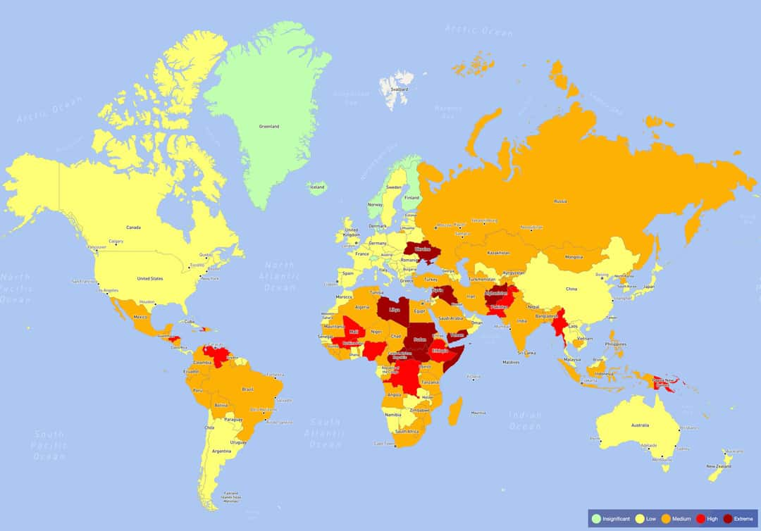 Security map, source: Risk Map/International SOS/Screenshot