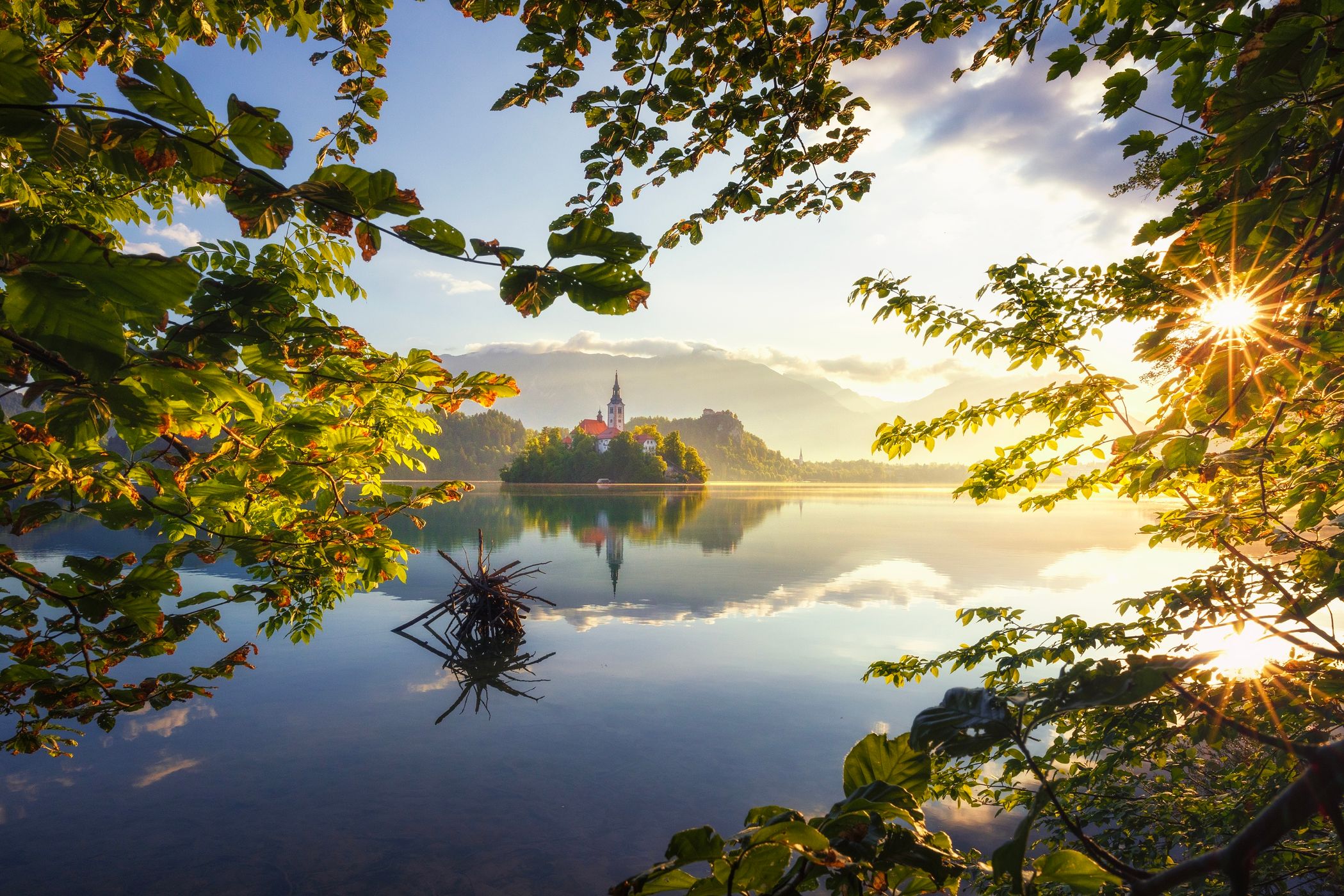 Lake Bled - Wooden Jetty - Rock covered with coins, Slovenia