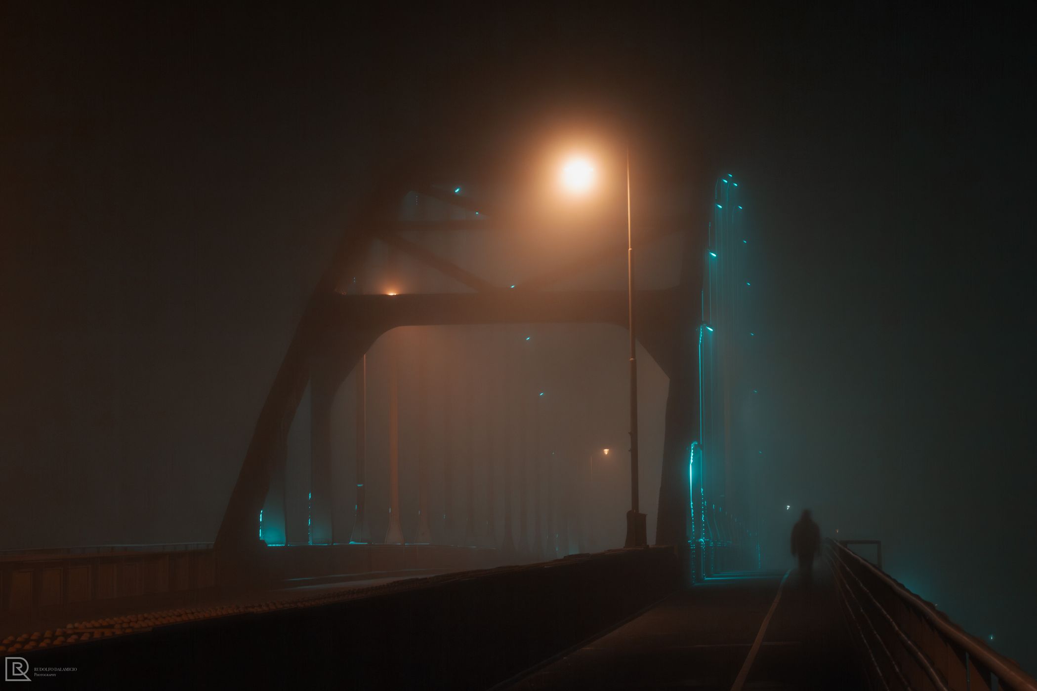 Foggy Wilhelminabrug Deventer, Netherlands