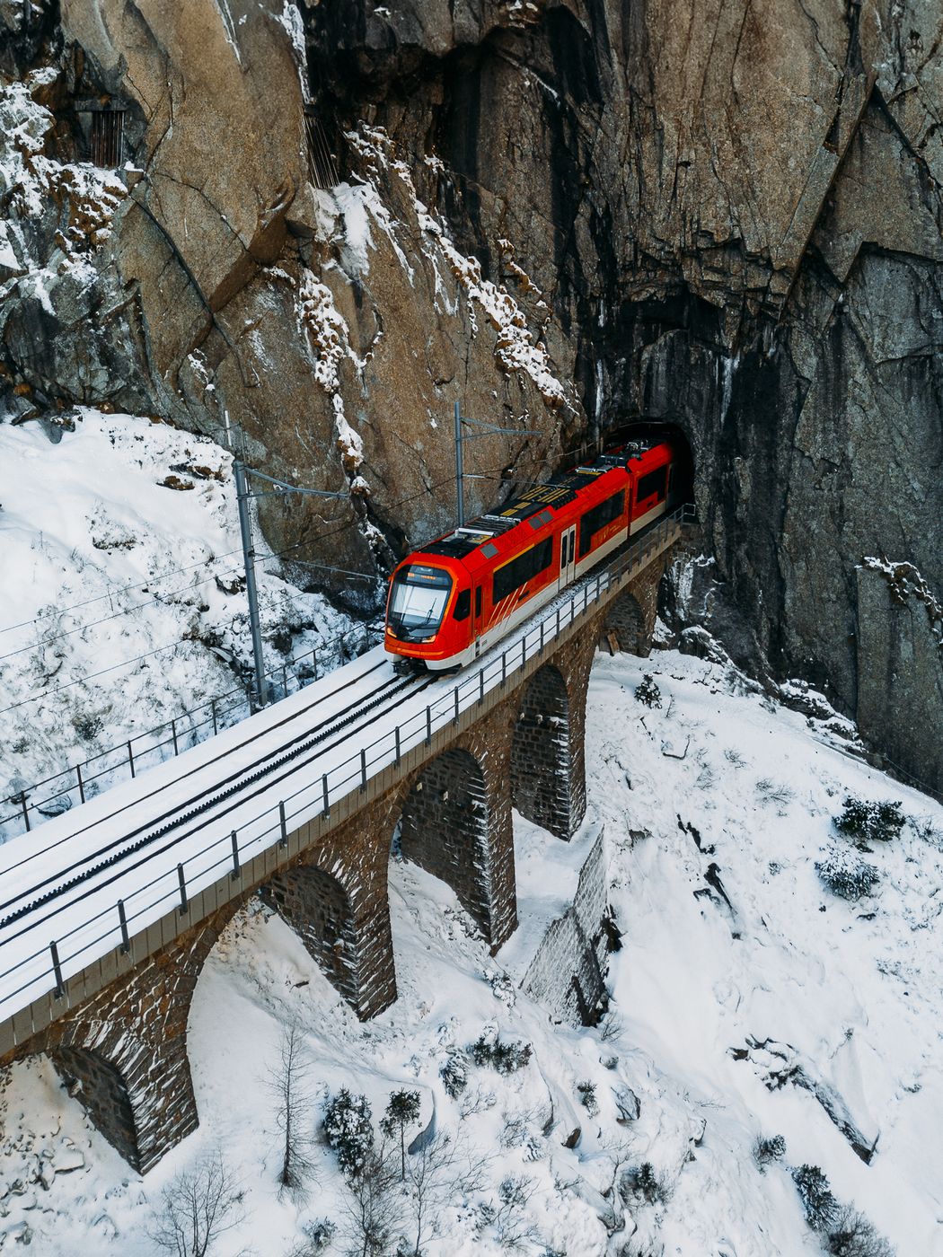 Gotthard Railroad Devilsbridge (Drone), Switzerland