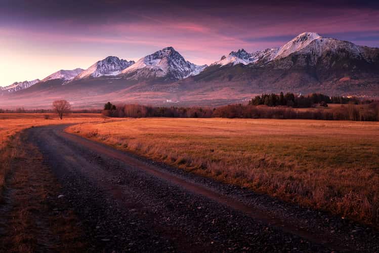 High Tatras view with nice gravel road