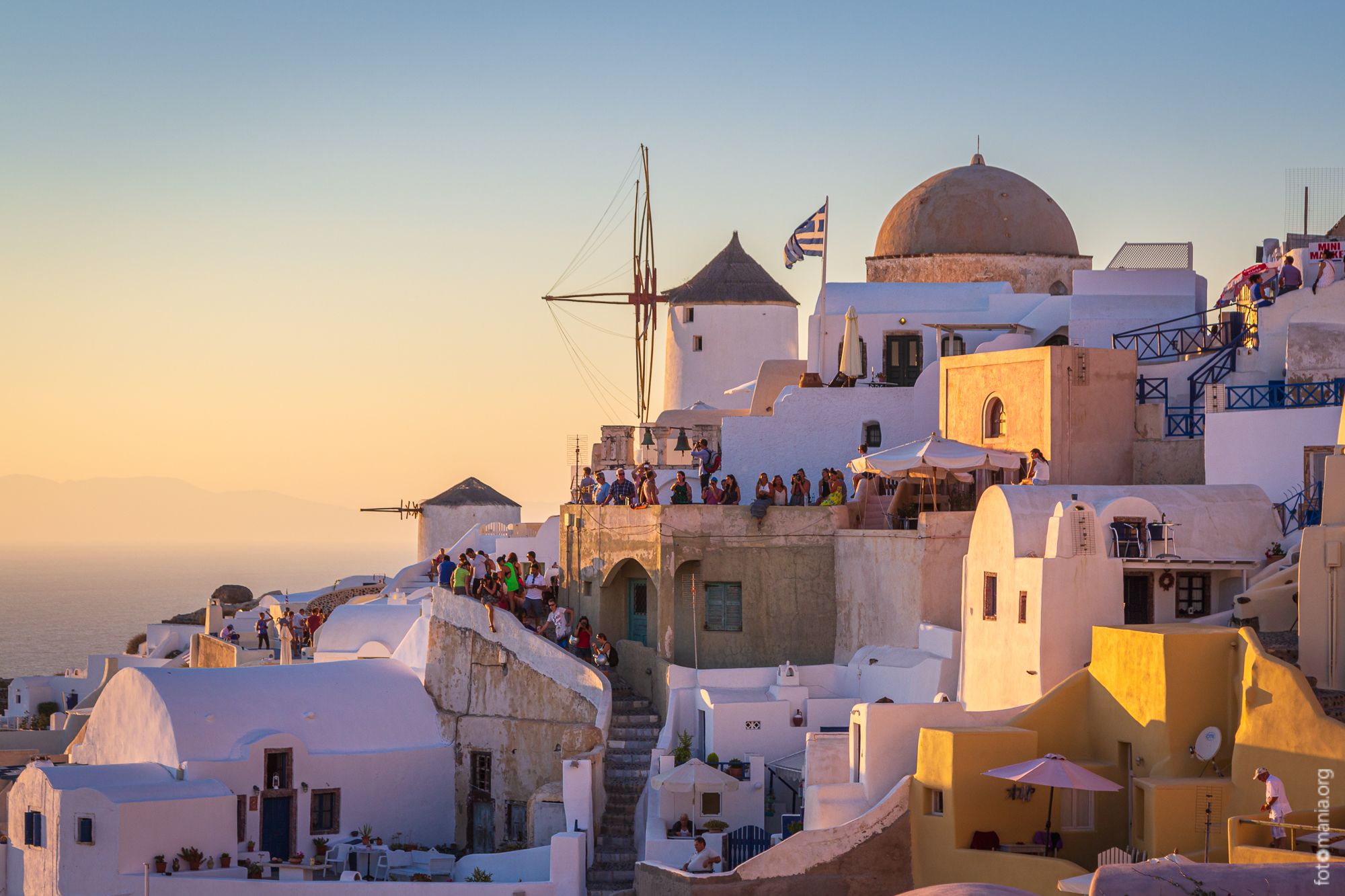 Iconic view of Oia, Santorini , Greece