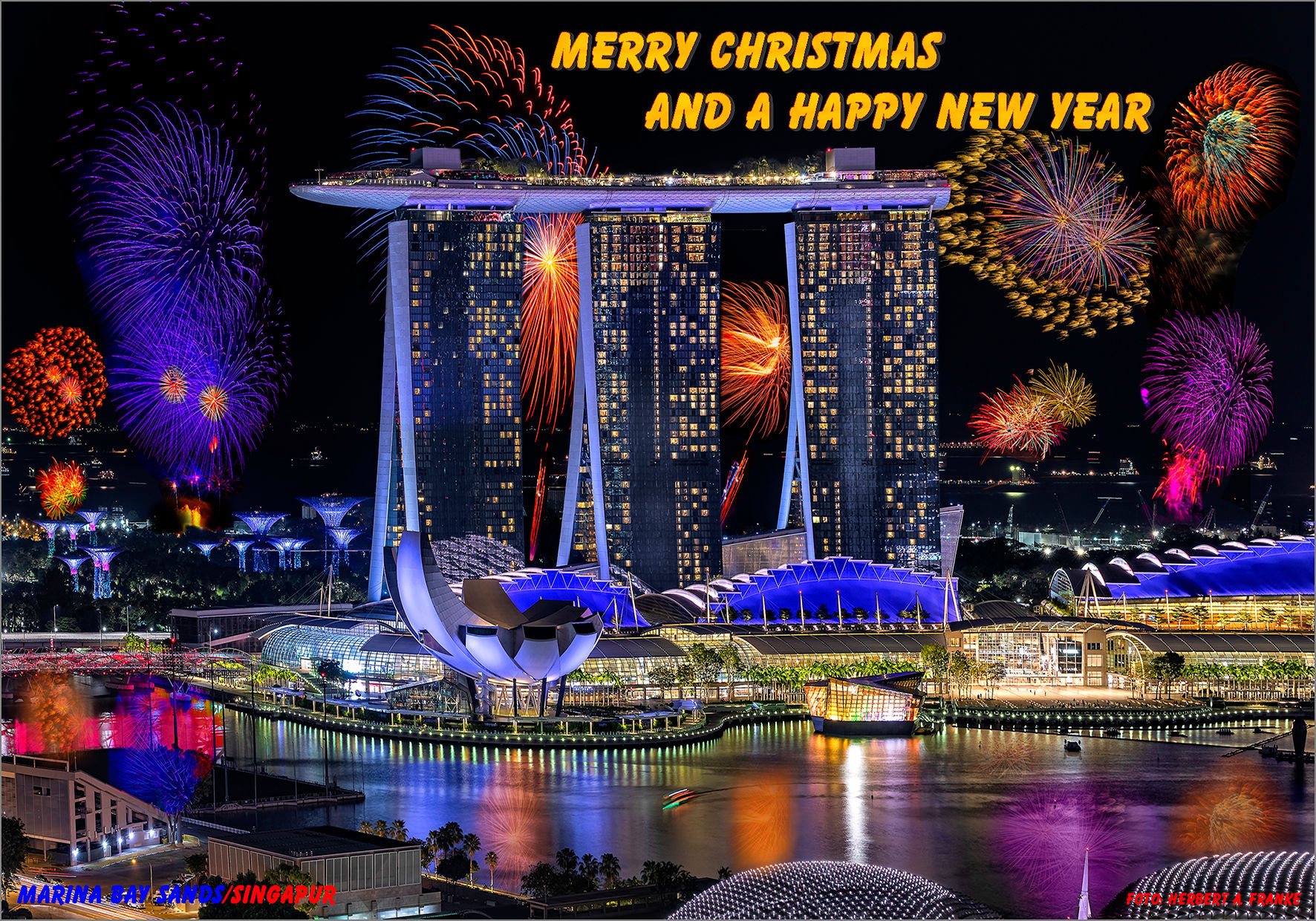 Laser Show at Marina Bay from Esplanade Bridge, Singapore