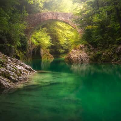 Loški bridge on Nadiža river, Slovenia