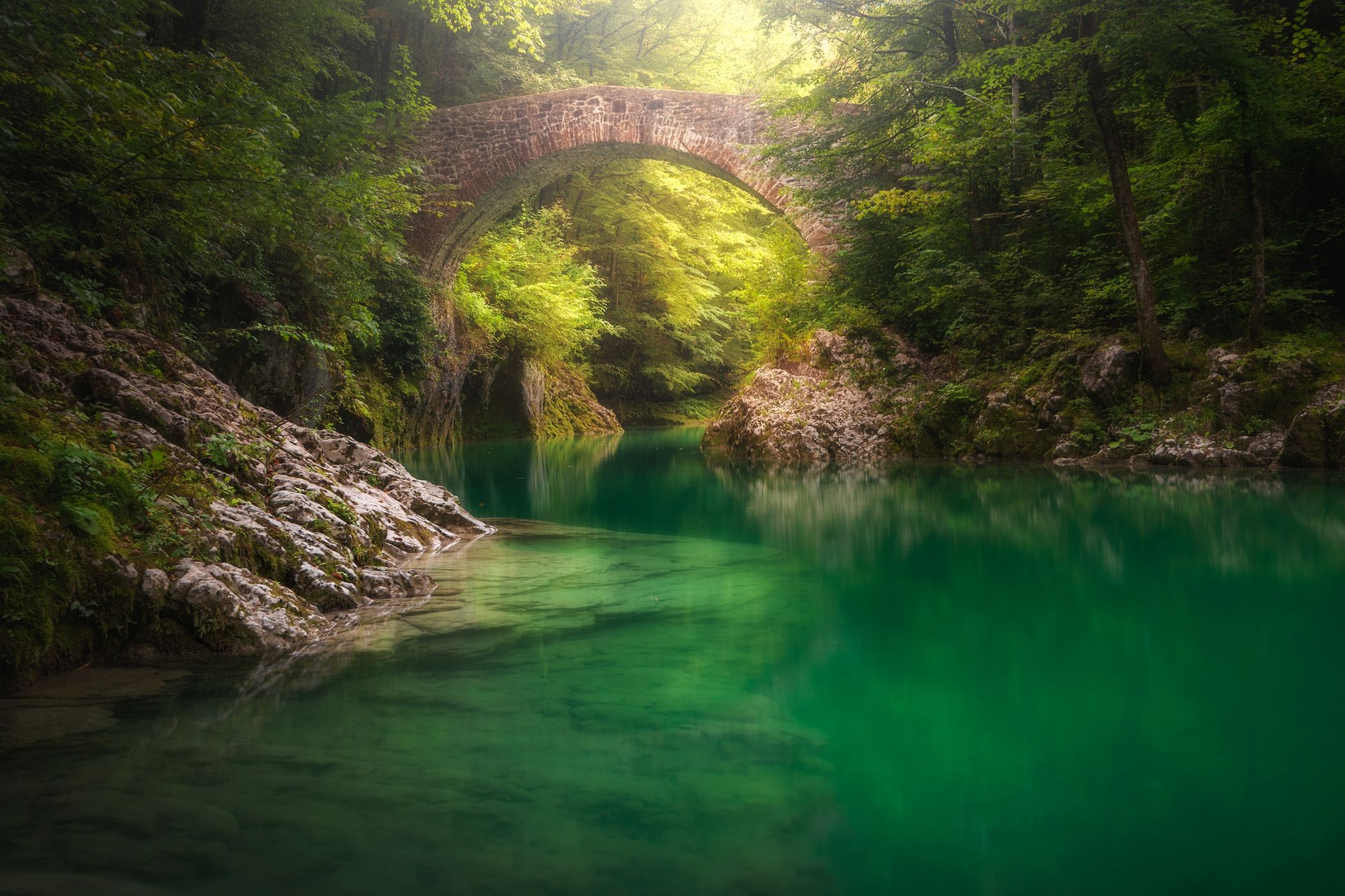 Loški bridge on Nadiža river, Slovenia