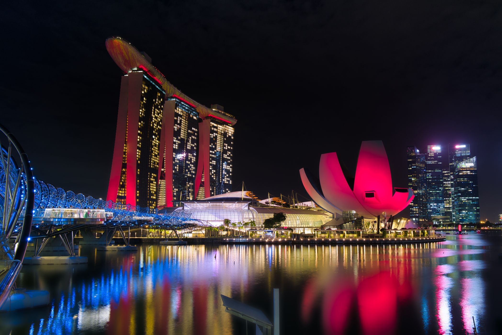 Marina Bay Sands with Helix Bridge, Singapore