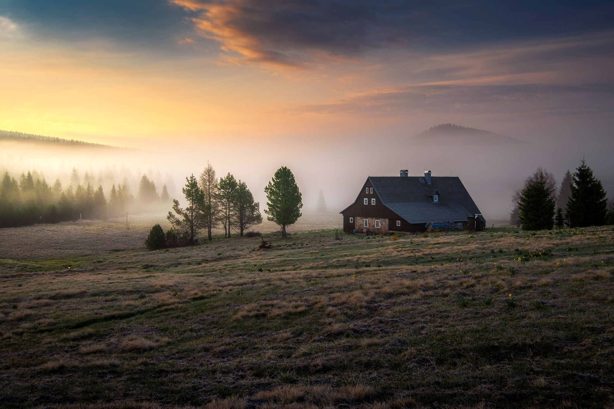 Misty morning at Jizerka, Czech Republic