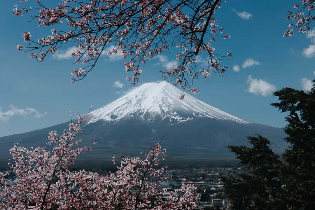 Furoshiki Hamamonyo Chiffon 50x50 Cm – Mont Fuji Depuis Arakurayama Sengen Park – Idéal Cadeau & Déco