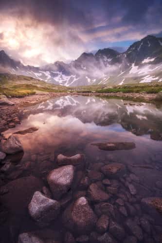Mountain lake in Mengusovská valley